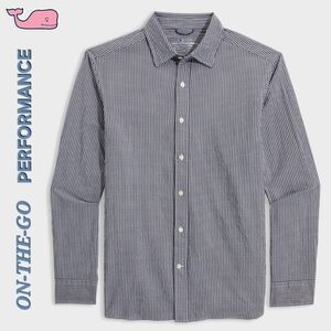 NWT Vineyard Vines Men's Large On-The-Go Performance Seersucker Microcheck Shirt